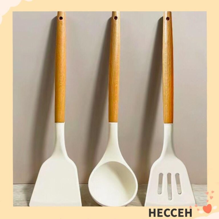 HECCEH 3 ชิ้นเซ็ตซิลิโคนช้อนพลั่วแพนเค้กกระทะทนความร้อนทาอาหาร Turner ไม้พายกระชอนไม่ติดเครื่องครัวเครื่องครัว