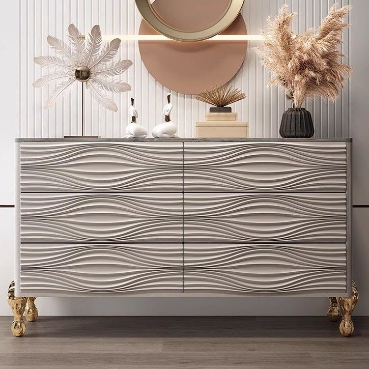 สไตล์อิตาลี กระดานชนวน ทางเข้าลิ้นชักตู้แสงหรูหราสไตล์ไม้เนื้อแข็งลิ้นชักลิ้นชักตู้ครัวรับประทานอาหารตู้ข้างห้องนั่งเล่น