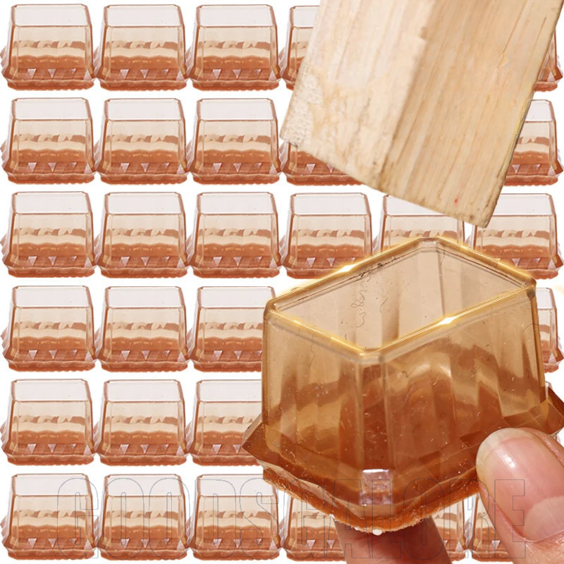 แผ่นกันพื้น ถ้วยขาเก้าอี้ตัวป้องกันขาเฟอร์นิเจอร์ซิลิโคนใสเฟอร์นิเจอร์ถ้วยขาลดเสียงรบกวนสาหรับโต๊ะเก้าอี้