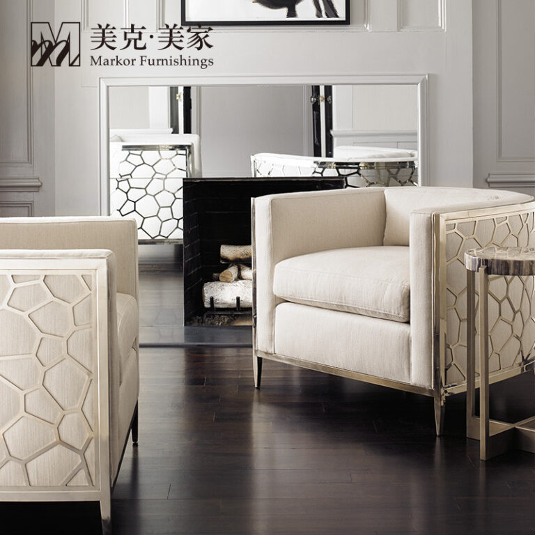 โซฟาเก้าอี้ Meike Meijia Caracole Icebreaker โซฟาเดี่ยวผ้าหรูหราสไตล์ฝรั่งเศส