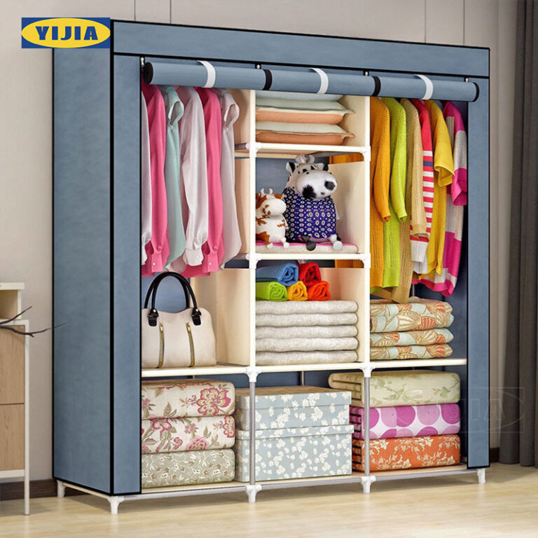 YIJIAตู้เสื้อผ้า ผ้าผ้าใบ ลายน่ารัก อเนกประสงค์ แบบซิปมีหลายรูปแบบ ตู้ใส่ตู้เสื้อผ้าขนาดใหญ่ ผ้ากันน้ำ ช่องจัด