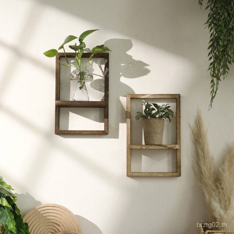 ของขวัญ ชั้นวางกระถางดอกไม้รูปกรอบไม้เพาโลเนียสำหรับแขวนผนัง ตกแต่งบ้านเรียบง่ายสำหรับห้องนอน