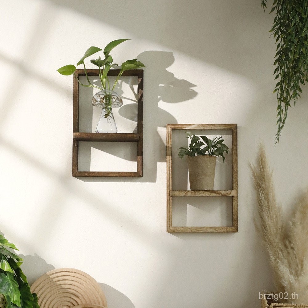 ของขวัญ ชั้นวางกระถางดอกไม้รูปกรอบไม้เพาโลเนียสำหรับแขวนผนัง ตกแต่งบ้านเรียบง่ายสำหรับห้องนอน
