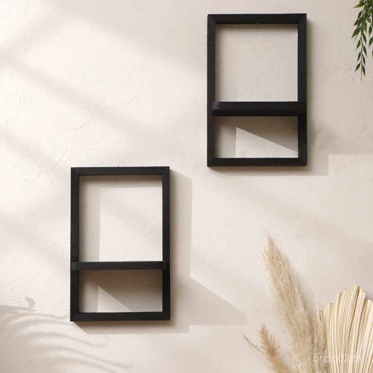ของขวัญ ชั้นวางกระถางดอกไม้รูปกรอบประตูไม้สีดำสไตล์โบฮีเมียน ตกแต่งบ้านเรียบง่ายสำหรับห้องนอน