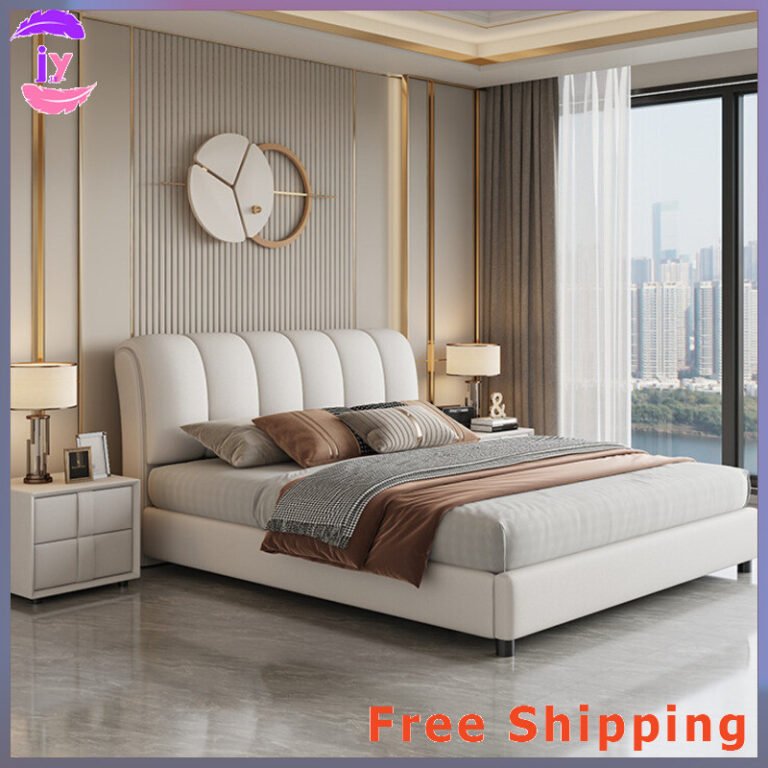 JYโครงเตียง เตียงหนังที่ทันสมัยและเรียบง่ายห้องนอนใหญ่เตียงคู่15เมตร18เมตรพาร์ทเมนท์ขนาดเล็กและขนาดกลางบ้านมินิมอลหนังนิ่มเตียงศิล