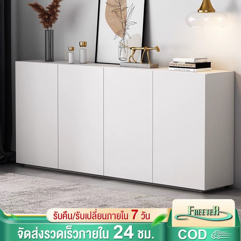 FM ตู้เก็บของ ตู้วางของ 9060CM WhiteBlackเรียบง่าย ไม้เนื้อแข็ง ชั้นอเนกประสงค์ ความจุสูง ทนทาน ประหยัดพื้นที่