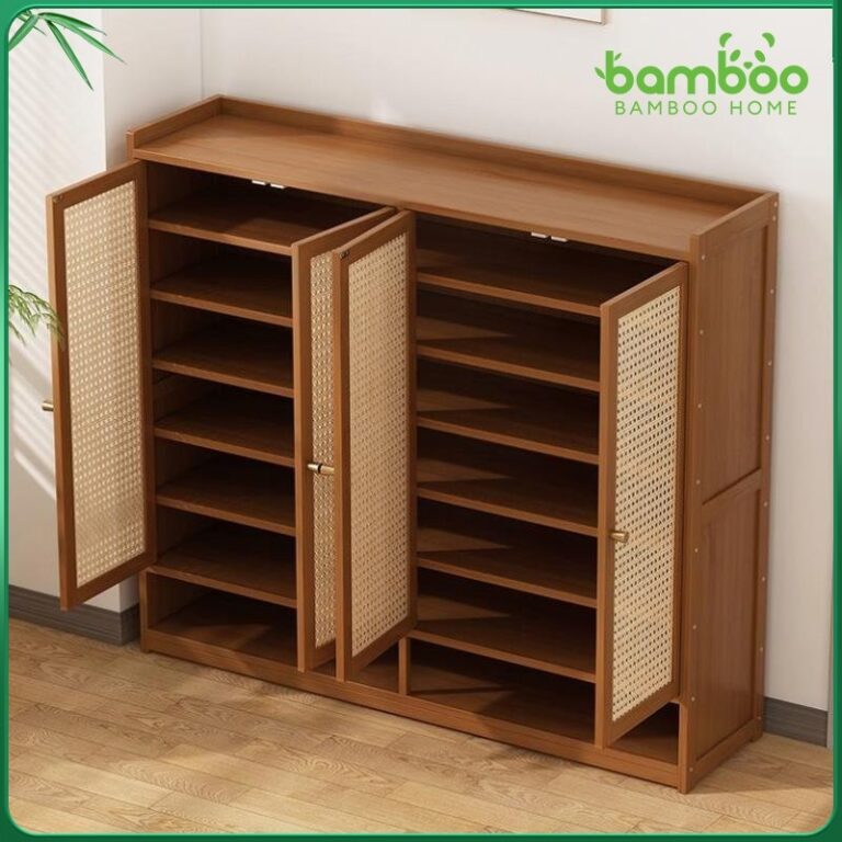 Bamboo Home ตู้เก็บรองเท้า ตู้รองเท้า ชั้นวางรองเท้า ตู้รองเท้าไม้ หลายชั้น ตู้เก็บรองเท้ากันฝุ่น