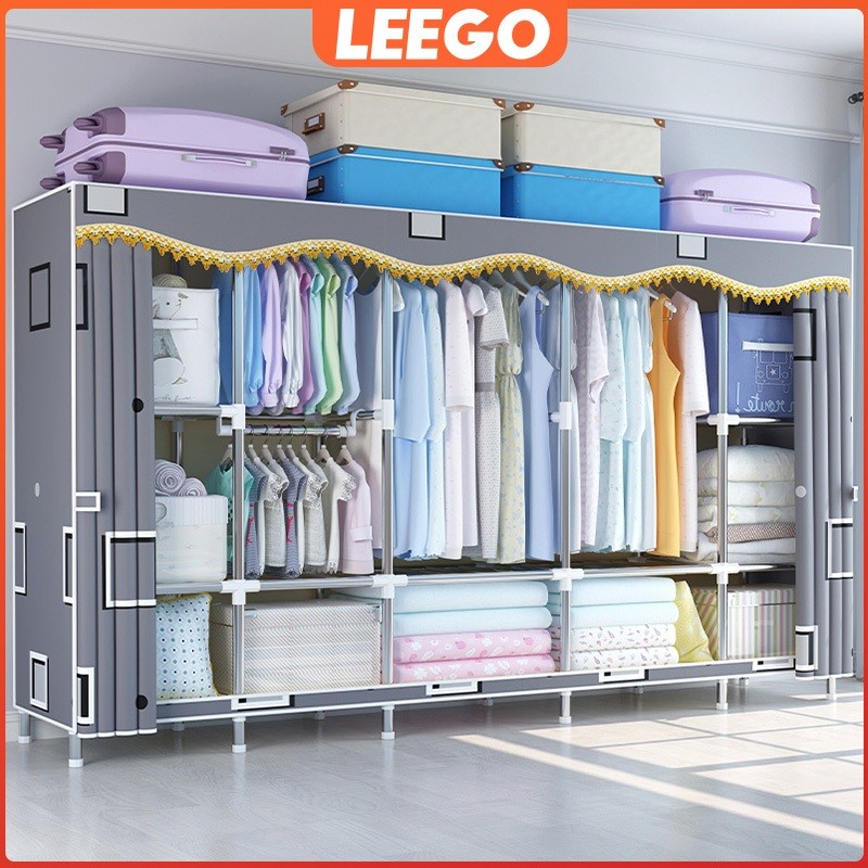 รับประกัน 1 ปีLeego 20MM ตู้เสื้อผ้า ตู้ผ้า ตุ้เสื้อผ้า รับน้ำหนักได้ 500กก ตู้เสื้อ ตู้เก็บผ้า ท่อโลหะเจือขนาด20มม ตู้ใส่ผ้า ตู้ผ้าเหล็ก ตู้เสื่อผ้า 245 ซม ตู้แขวนผ้า ตู้เสืัอผ้า ตู้ผ้าเด็ก