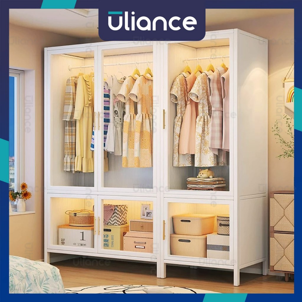 Uliance ตู้เหล็กตู้เสื้อผ้าโลหะสาหรับจัดเก็บเสื้อผ้าพร้อมที่แขวน 46 ประตู