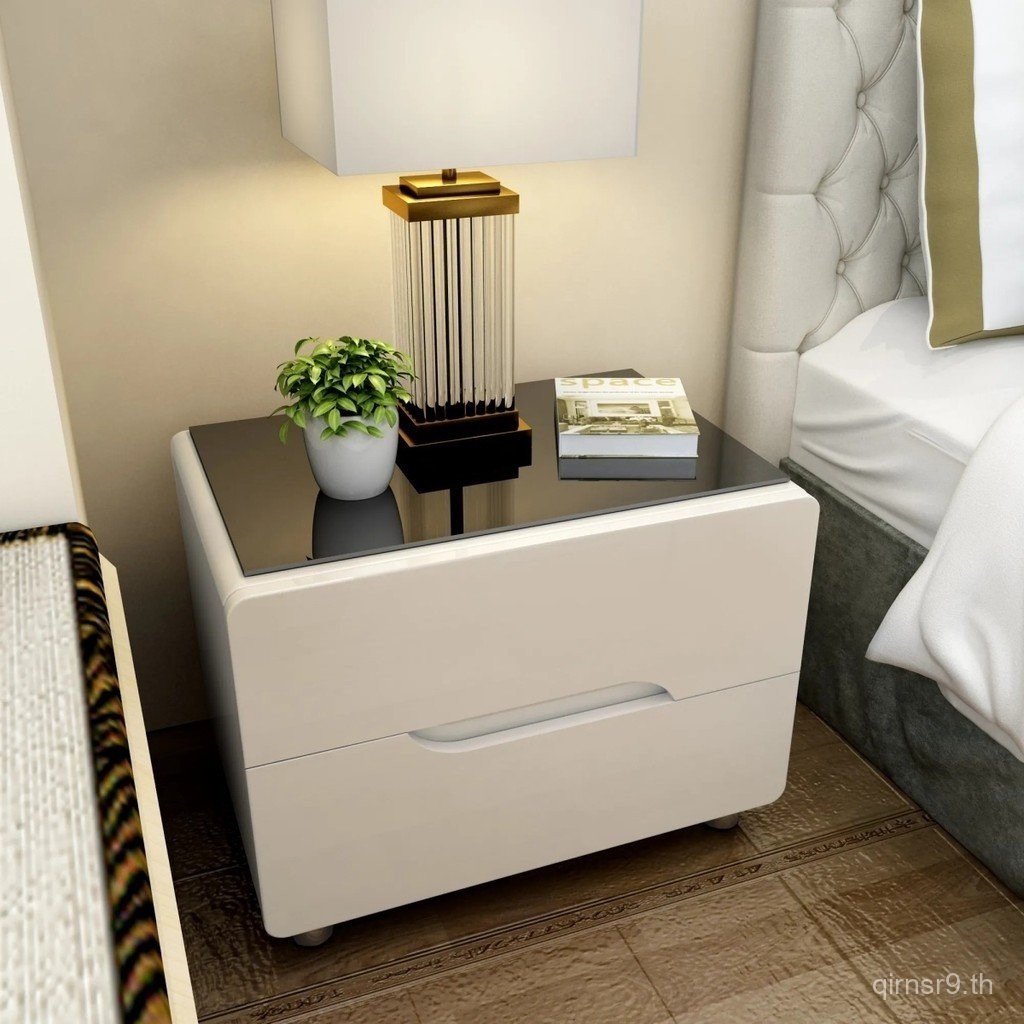 โต๊ะข้างเตียงโต๊ะข้างเตียงไม้เนื้อแข็งขนาดเล็กตู้เก็บของแสงหรูหราห้องนอนระดับไฮเอนด์ที่ทันสมัยในครัวเรือนชั้นวางการจัดเก็บที่เรี
