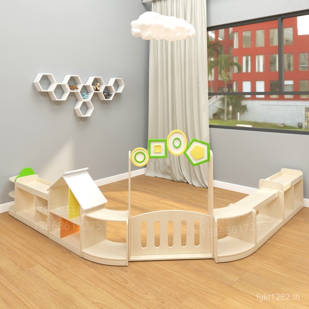 ชั้นวางหนังสือเด็กพื้นที่มุมตู้รวมกันตู้ Montessori Birch Area ของเล่นตู้ MultiLayer Board ไม้เนื้อแข็ง K