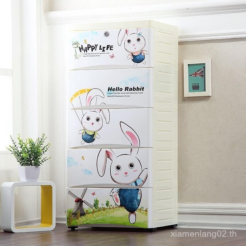 เพิ่มหนาลิ้นชักเก็บของลายการ์ตูนตู้เสื้อผ้าตู้เก็บของ5ลาย ล็อคได้ ไม่มีกลิ่น ปลอดสารพิษ5ชั้น4ชั้น3ชั้น