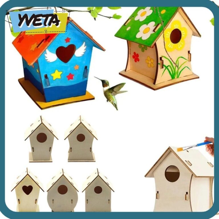YVETA แขวน Birdhouse ความงามธรรมชาติไม้ Bird Nest Hous ง่ายต่อการประกอบตกแต่ง DIY Hummingbird Cages Garden