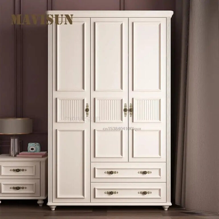 ตู้เสื้อผ้าอเมริกันตู้เสื้อผ้าที่เรียบง่ายทันสมัยพาร์ทเมนท์ขนาดเล็กห้องนอนตู้สีขาวประตูแกว่งประตูเด็กตู้เสื้อผ้า
