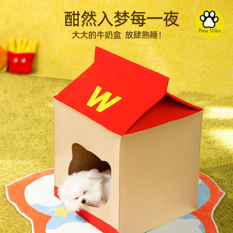 PawVibe ของใช้ การ์ตูนฤดูใบไม้ร่วงและฤดูหนาว กล่องนมสักหลาด ขนาดเล็กและกลาง เบาะหมาใหญ่