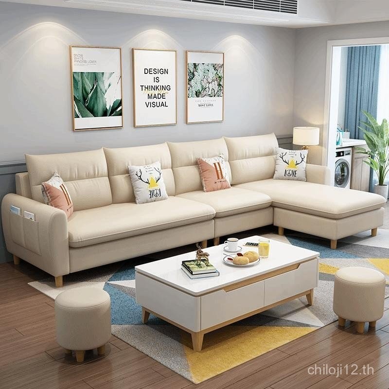 นอร์ดิกเทคโนโลยีผ้าโซฟาขนาดเล็กกลางพาร์ทเมนท์เฟอร์นิเจอร์ห้องนั่งเล่นที่ทันสมัยที่เรียบง่ายไม่ถอดล้างทาความสะอาดได้ผ้าโซฟารวมกัน