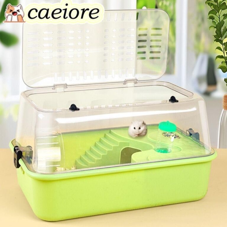 CAEIORE กรงหนูแฮมสเตอร์ ฝาปิดสองชั้นหนูแฮมสเตอร์ Habitat ล้อวิ่งอะคริลิคขวดน้าบ้านสัตว์เลี้ยงขนาดเล็กสาหรับหนูหนูตะเภา