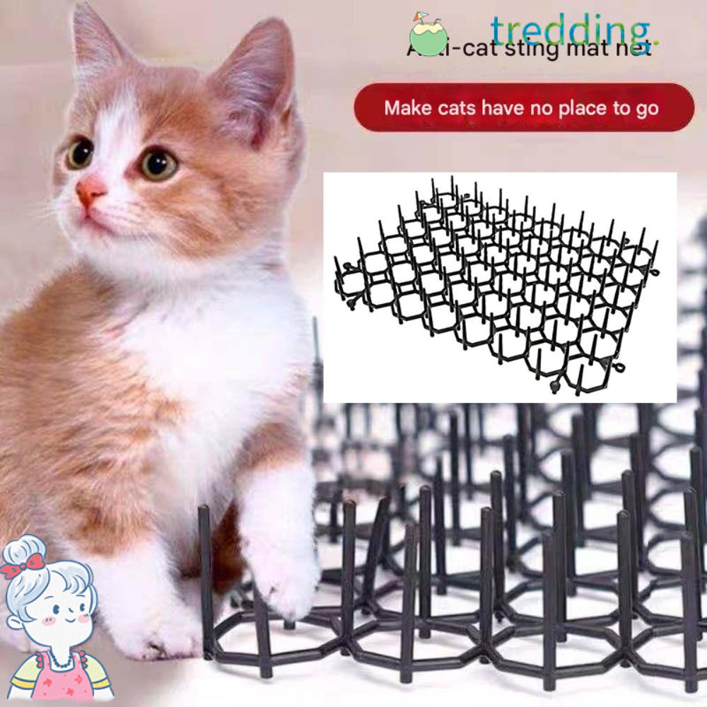TREDDING491 เสื่อไล่แมว ไม่มีพรมป้องกันการปีนเขาสาหรับสัตว์เลี้ยงพลาสติก Harm สามารถซ้อนนุ่ม Prick Grid Antivandalissm Mat ในร่มและกลางแจ้ง
