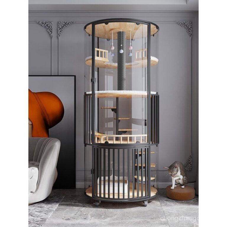 เหมียว สรรเสริญ360แก้วพาโนรามาแมววิลล่ากรงแมวห้องหรูหราขนาดใหญ่ในครัวเรือนห้องน้าในร่มแบบบูรณาการ