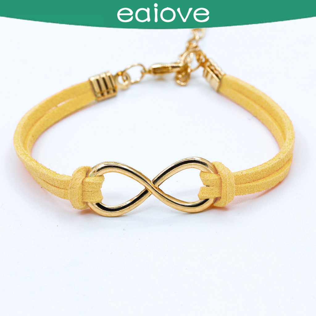 1235 แฟชั่นอินฟินิตี้8สร้อยข้อมือเชือกหนังผู้หญิงเสน่ห์เครื่องประดับกาไลข้อมือทอง