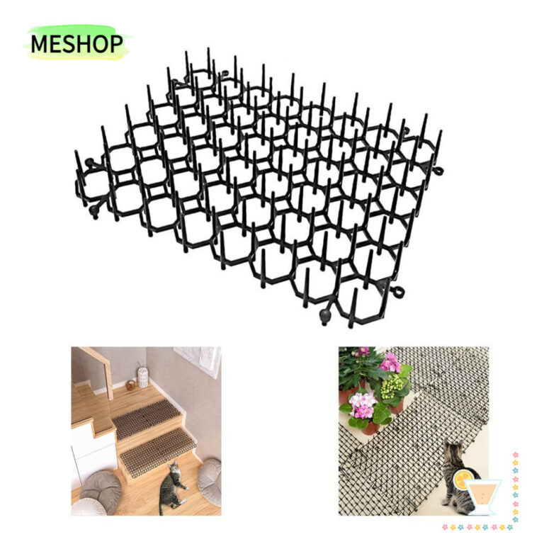 MESHOPTH เสื่อไล่แมว สามารถซ้อนได้ไม่มี Harm Pet Antiweld Mat Grid Soft Prick Plastic Antivandalism Mat Indoor Outdoor