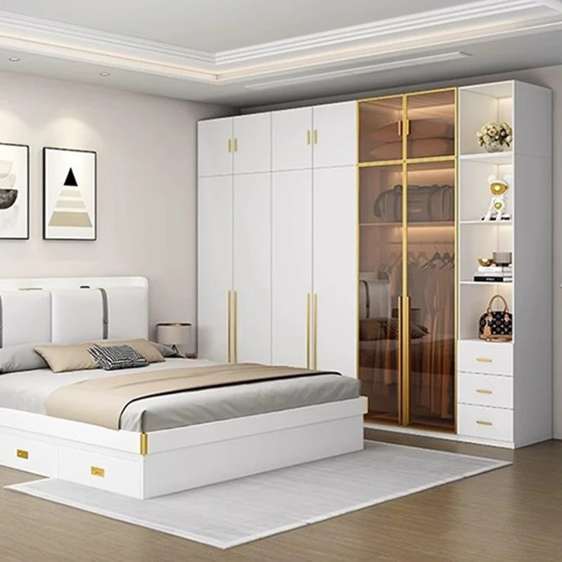 เปิดนอร์ดิกตู้เสื้อผ้า Minimalist โมเดิร์นจอแสดงผลไม้ตู้ตู้เสื้อผ้าจัดเก็บเสื้อผ้า Vestidores อินเทรนด์ Furnit