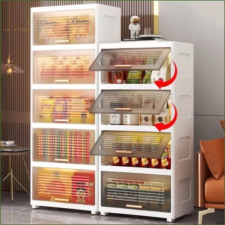 ตู้เก็บของแบบพลิกเปิด 35 ชั้น ความจุใหญ่ พร้อมล้อเลื่อน วัสดุPP แข็งแรง สำหรับเก็บเสื้อผ้า ของเล่น อุปกรณ์สำนักงาน