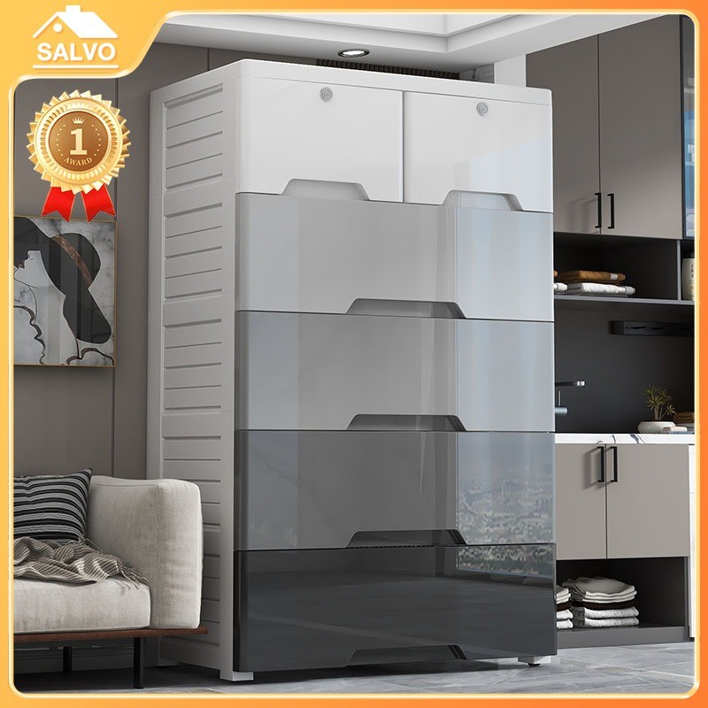 SALVO ลิ้นชัก ตู้ลิ้นชัก ลิ้นชักใส่เสื้อผ้า ลิ้นชักเก็บของ เพิ่มหนาตู้ลิ้นชักพลาสติก สีสลับมีล้อไม่มีกลิ่น