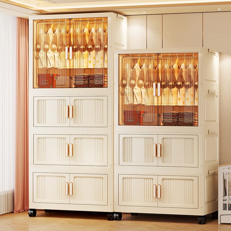 HOGO ตู้เสื้อผ้าเด็ก ตู้ใส่เสื้อผ้า กันฝุ่นและกันน้ำ ความจุสูง พื้นที่จัดเก็บ 14 แขวน ติดตั้งง่าย สไตล์โมเดิ