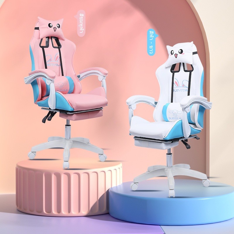 Gaming Chair เก้าอี้เกมมิ่ง เก้าอี้เล่นเกมลายการ์ตูนใหม่ล่าสุด เก้าอี้เกมส์ สำหรับเล่นคอมทำงาน เก้าอี้