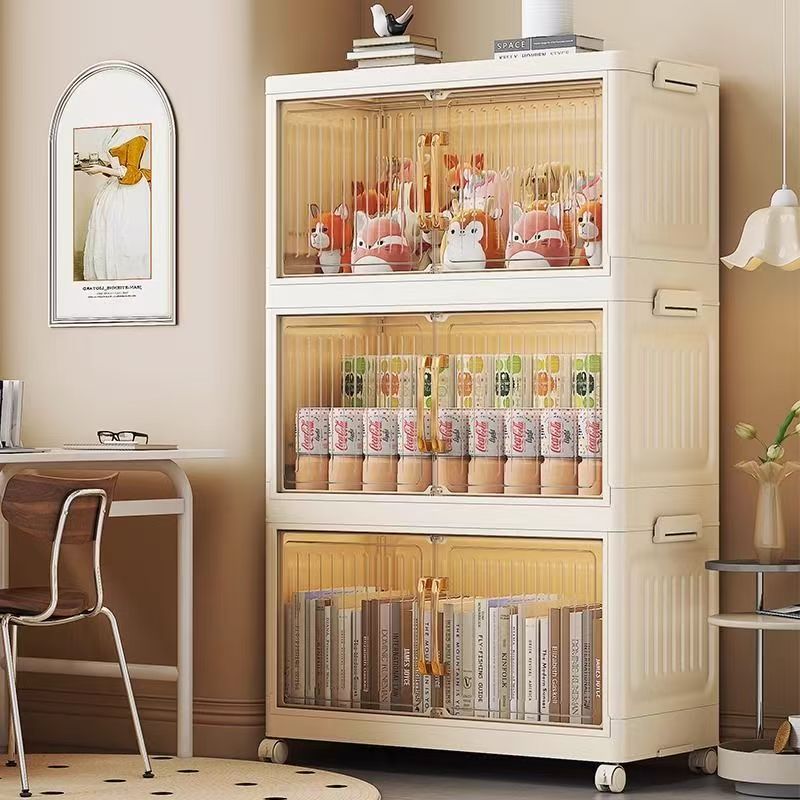 Kaman ตู้เก็บของพับได้ 80CM ขาวใส แรงค์200KGล้อล็อก ราคาถูกสุดในเครือข่ายจัดส่งฟรี