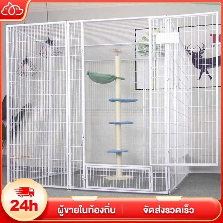 กรงขังแมว Pet Cage พื้นที่ว่างขนาดใหญ่ ป้องกันไม่ให้สัตว์เลี้ยงหลบหนี กรงแมว คอกกั้นสัตว์เลี้ยง กรงแมวขนาดใหญ่ กรงแมวแ