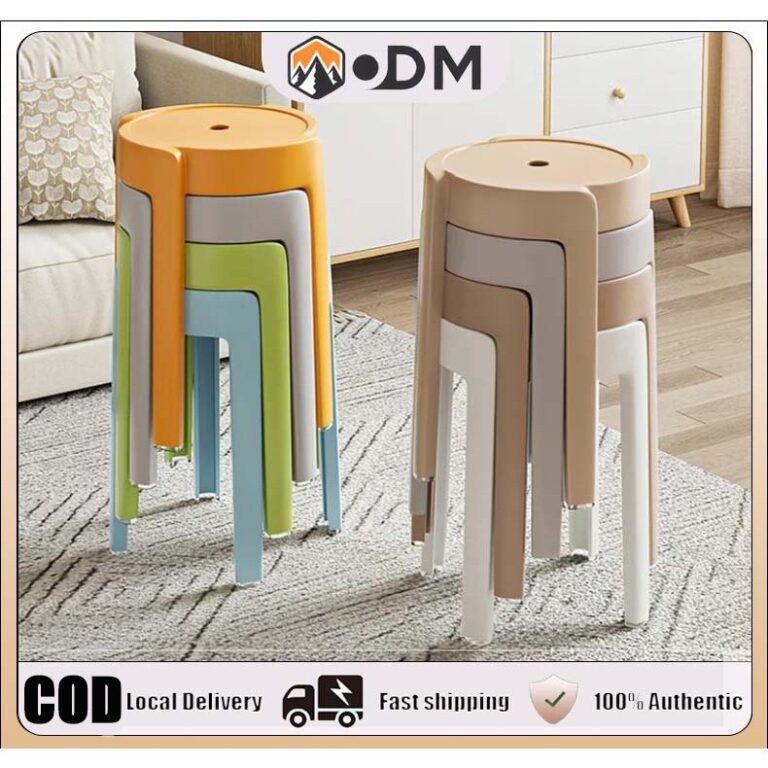 OUTDOORMORE สตูลพลาสติกสไตล์นอร์ดิก มาการอง โมโนบล็อก เก้าอี้ เก้าอี้รับประทานอาหารวางซ้อนกันได้ สตูลกลม ทนทาน