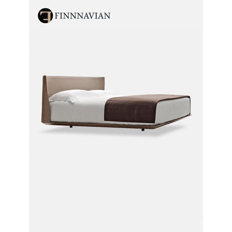 ฟีนเนอร์เวีย สไตล์อิตาลี หรูหราเบาๆ ห้องนอนหลัก เตียงคู่สำหรับงานแต่งงาน เตียงหนังแท้เรียบง่ายพร้อมพนักพิงสูง ลิโทส