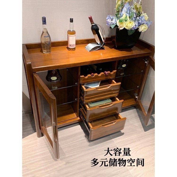 ตู้เก็บของในครัว ตู้ไซด์บอร์ดไม้เนื้อแข็งทั้งหมด ห้องนั่งเล่นไวน์ กับผนัง ชามวอลนัท ที่เก็บของ ชา