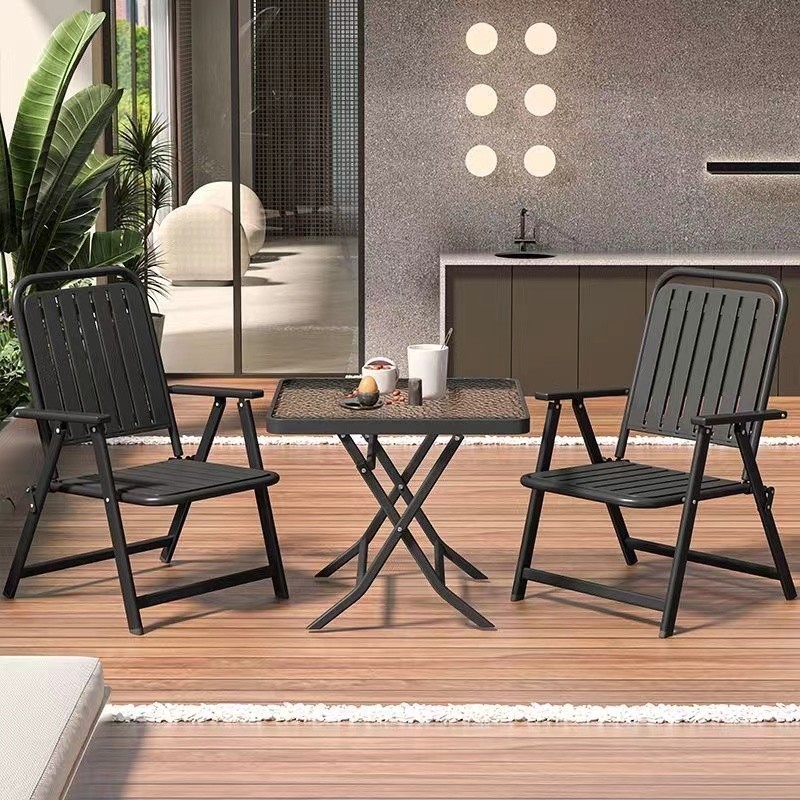 พร้อมส่งoutdoor foldable chair ชุดโต๊ะเก้าอี้หวาย กลางแจ้ง เก้าอี้หวาย เก้าอี้สนาม กันน้ำ ทนแดด และทนทาน
