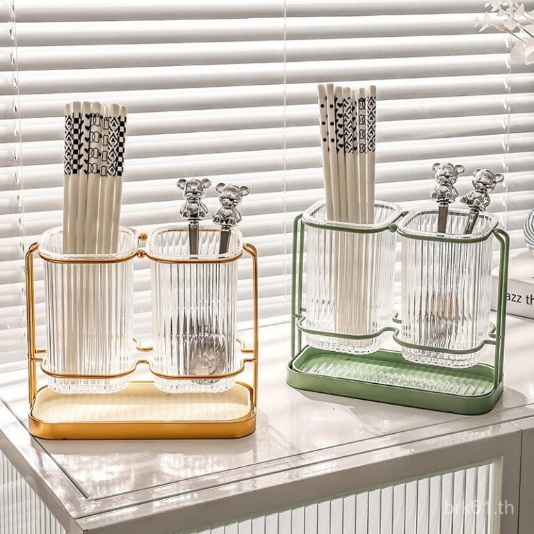 Household Chopstick Holder Light Luxury Kitchen Knife and Fork Storage Box Draining Rack Wallmounted Chopstick Cage Home Living Supplies