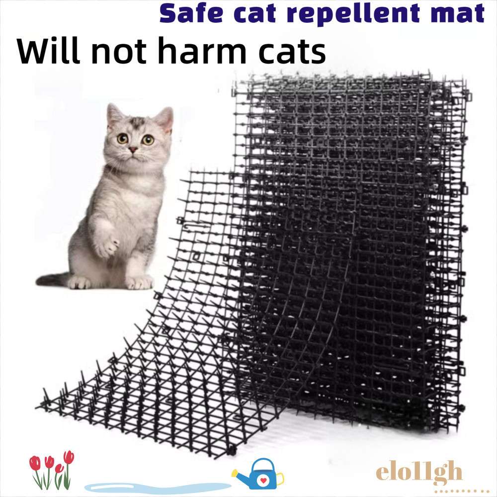 ELOGH เสื่อป้องกันการปีนเขาสาหรับสัตว์เลี้ยง แผ่นไล่แมว Prick นุ่มพลาสติก ตารางซ้อนได้ไม่มี Harm Catproof Mat ในร่มและกลางแจ้ง