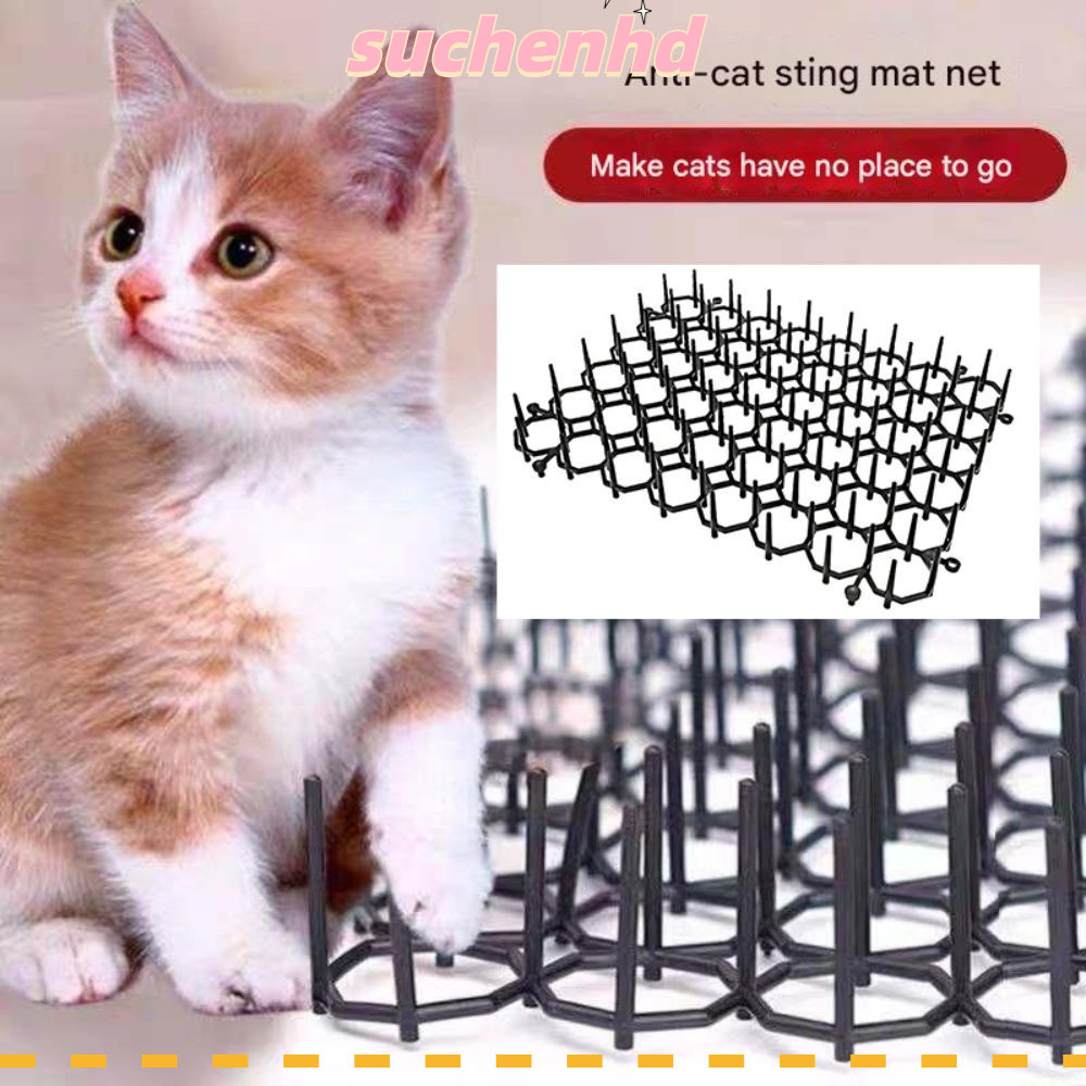 SUCHENHD เสื่อไล่แมว ไม่มีพรมป้องกันการปีนเขาสาหรับสัตว์เลี้ยงพลาสติก Harm Grid Soft Prick สามารถซ้อนเสื่อป้องกันการบินและกลางแจ้ง