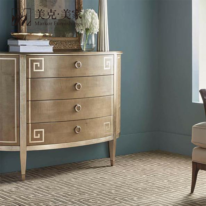Meikemeijia Caracole Drawer French Light Luxury ArcShaped Multifunctional Solid Wood Locker Wall Cabinet