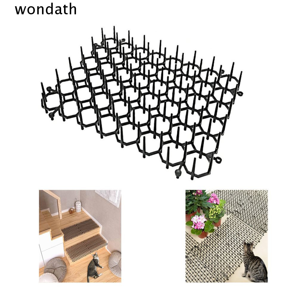 WONDA เสื่อป้องกันการปีนเขาสาหรับสัตว์เลี้ยง เสื่อไล่แมวพลาสติกซ้อน ไม่มี Harm Soft Prick Grid Antivandalism Mat ในร่มและกลางแจ้ง