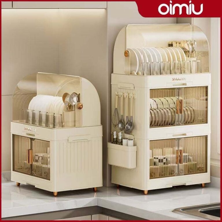 OIMIU ตู้เก็บจาน ตู้กับข้าว ตู้เก็บของ ตู้เก็บจาน 23ชั้น ตู้เก็บเครื่องใช้ในครัว มีชั้นป้องกันสนิม กันฝุ่น กันหนู กันน