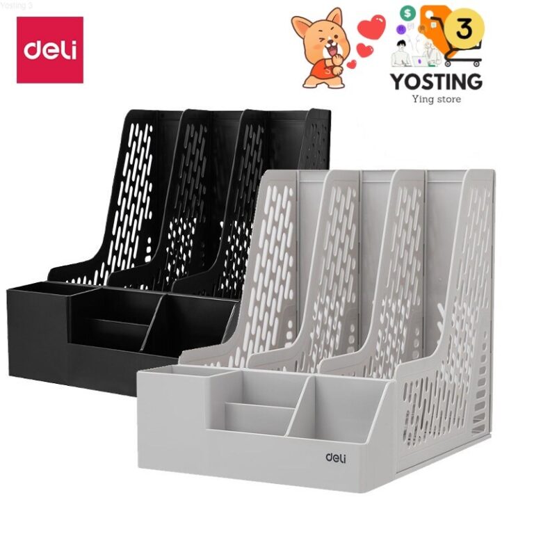 ของขวัญฟรี Deli กล่องเก็บเอกสาร 3 ช่อง กล่องใส่เอกสาร แฟ้มใส่เอกสาร กล่องใส่แฟ้ม พร้อมช่องใส่ปากกา อุปกรณ์สำนักงาน Des