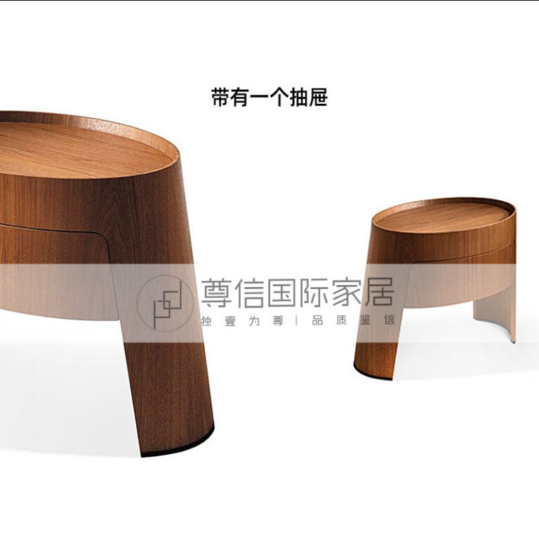 เฟอร์นิเจอร์อิตาลีนาเข้าแบบขนาน GIORGETTI MORFEO หนังวอลนัทพร้อมลิ้นชักโต๊ะข้างเตียง