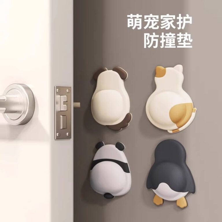 สติกเกอร์ป้องกันการชนกันมือจับประตูซิลิโคนแผ่นป้องกันการชนกันประตูตู้ด้านหลังป้องกันการชนกันแถบปิดเสียงอนุภาคตู้เย็นสติกเกอร์ประตู