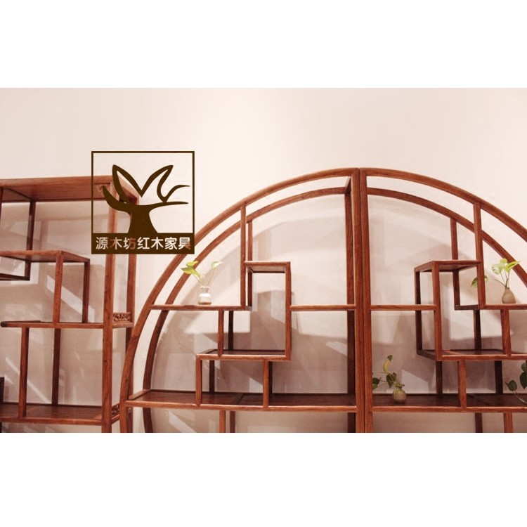 เม่นไม้จันทน์สีแดงขนาดใหญ่รอบ พระเจ้า แร็คมะฮอกกานี ดูโอบาเก ไม้เนื้อแข็งชั้นวางเฟอร์นิเจอร์ ชิงชัน แร็คโบราณ