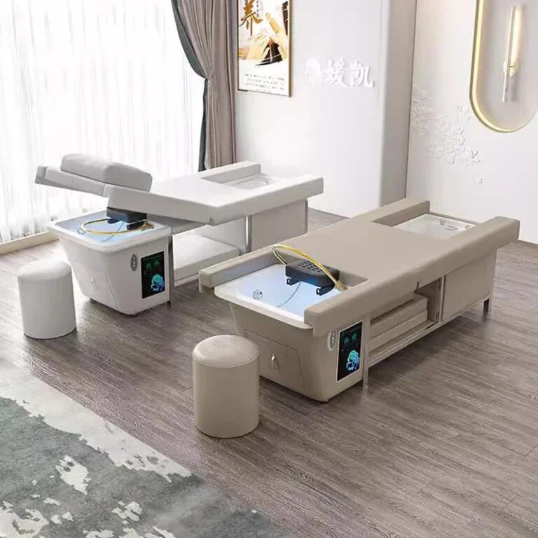 สปาผมเตียงแชมพู Backwash ร้านเสริมสวยอ่างล้างหน้าขาตั้งเก้าอี้นวดมือถือจัดแต่งทรงผม Headspa ตารางน้าล้าง Muebles Par