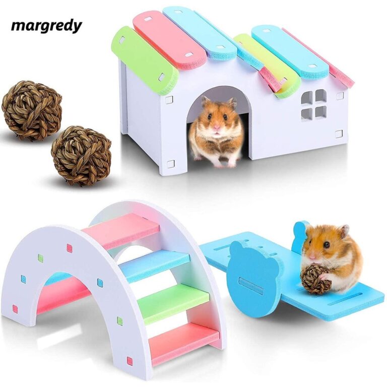 MARGREDY Hamster House Tooth Care Seesaw ของเล่นสัตว์เล็กไม้