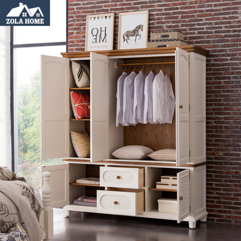 Zuola ตกแต่งบ้าน Monterey Monterey อเมริกันตู้เสื้อผ้าไม้เนื้อแข็งเมดิเตอร์เรเนียน Pastoral ตู้เสื้อผ้าสามประตู FourDo