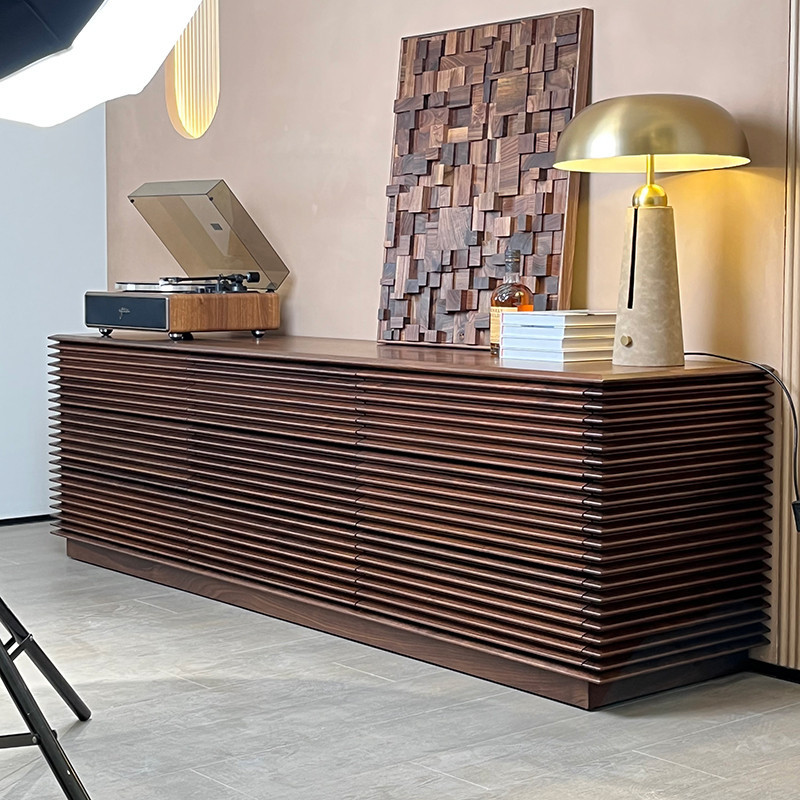 อิตาลีแสงหรูหราเหนืออเมริกันวอลนัทสีดาเก้าลิ้นชักห้องนอนตู้ทีวีห้องนั่งเล่นสไตล์สูงตู้เก็บไม้เนื้อแข็งตู้เก็บของ